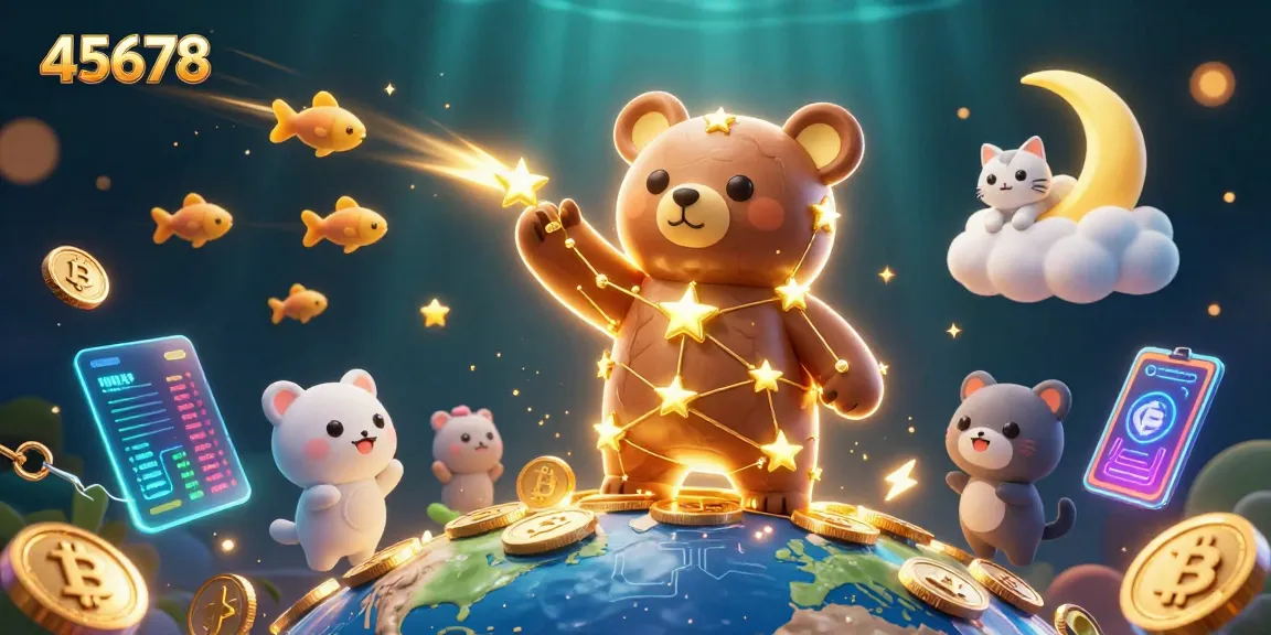 Experience thrilling moments with 45678 as the constellation bear collects coins amidst vibrant casino elements.