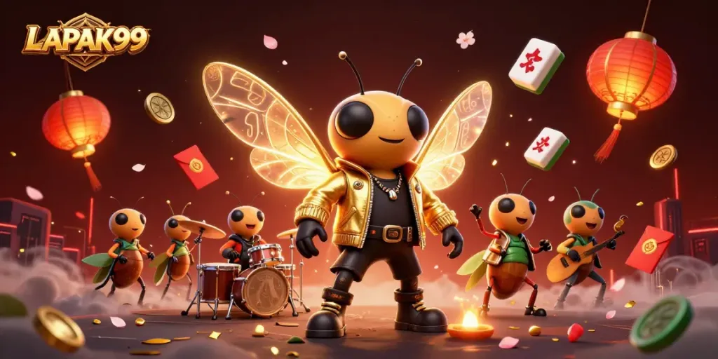 LAPAK99 showcases a vibrant casino scene with unique animated characters and dynamic gambling elements.