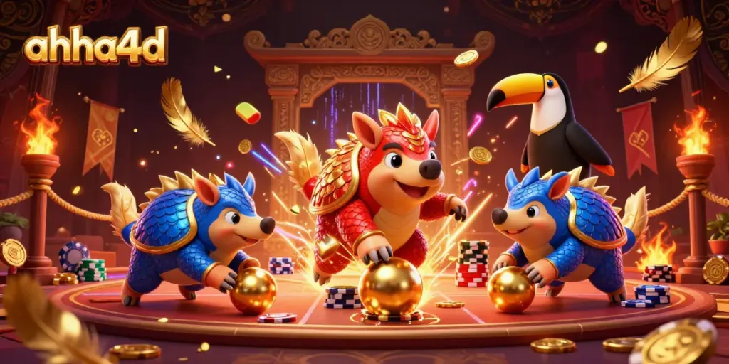 Engage in thrilling gaming action on ahha4d with rival pangolins, vibrant chips, and dynamic elements.