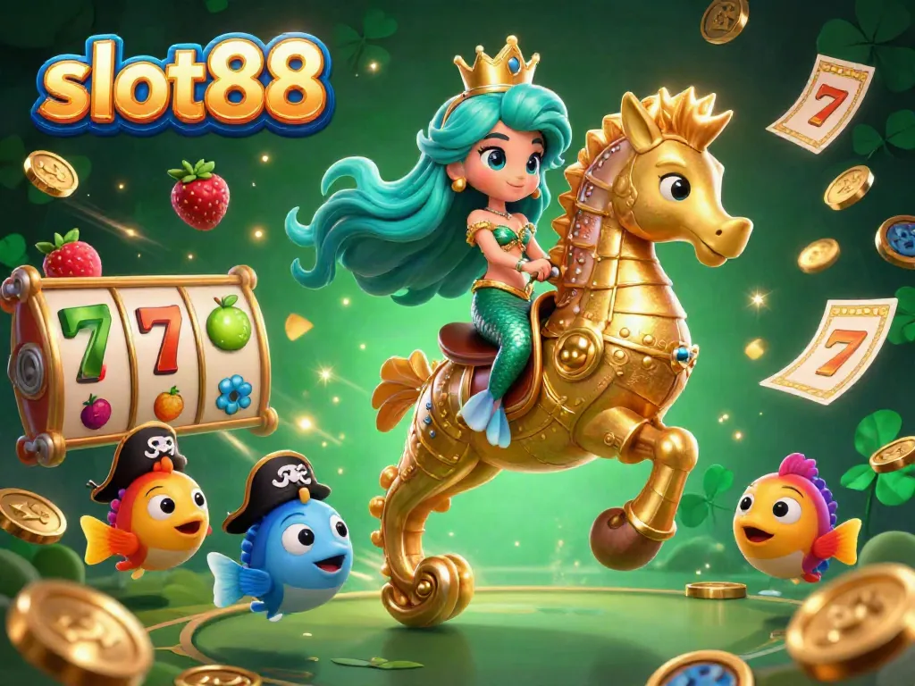 Engage in thrilling slot88 gameplay with a mermaid princess and dynamic gambling elements.