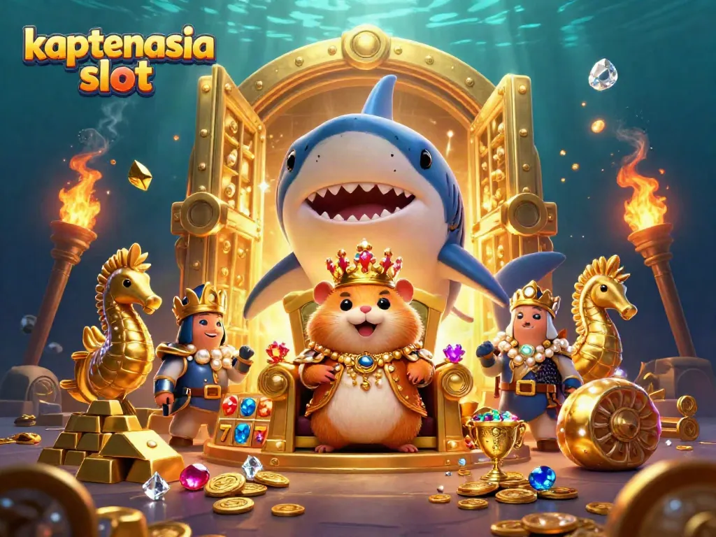 Menangkan di kaptenasia slot dengan gambar ilustratif menarik tentang raja hamster dan kekayaan lautan.