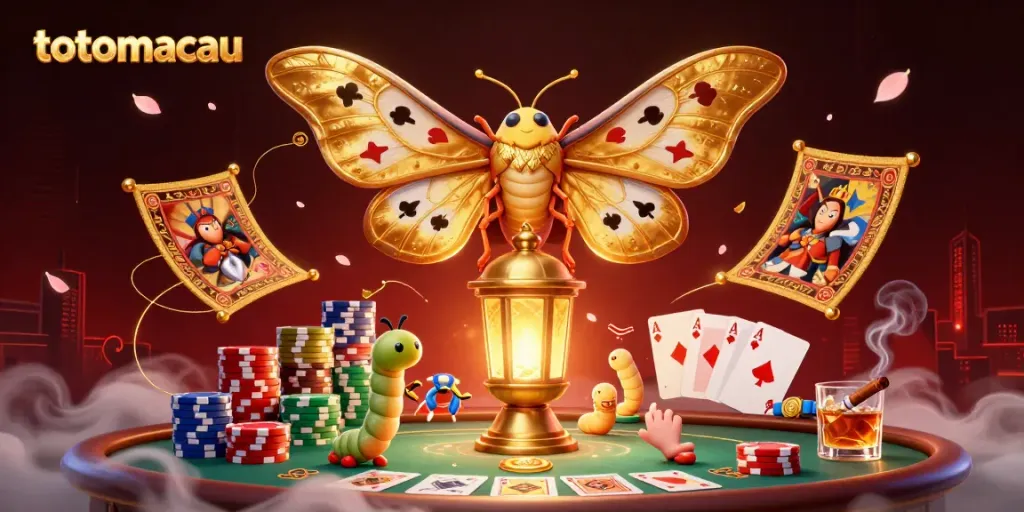 Experience the thrill of totomacau with a vibrant, detailed casino-themed illustration featuring a dynamic atlas moth.