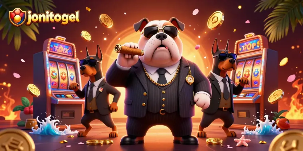 Experience the excitement of jonitogel with vibrant slot machines and engaging characters in a dynamic 3D scene.