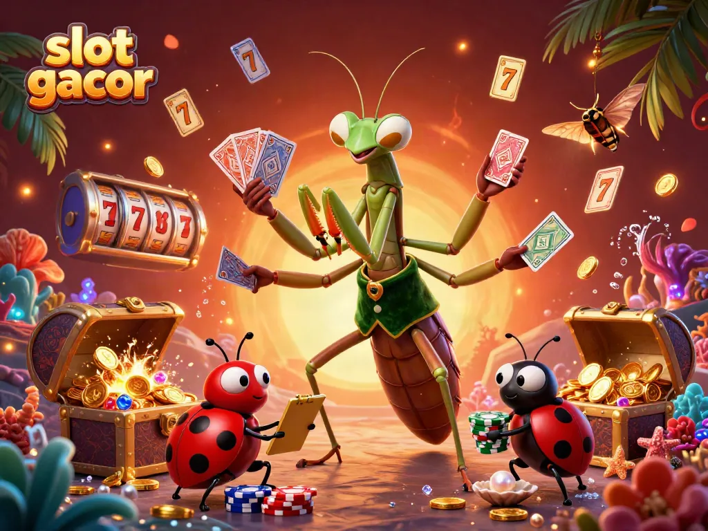 Experience slot gacor with vibrant characters and dynamic gaming elements in this immersive 3D illustration.