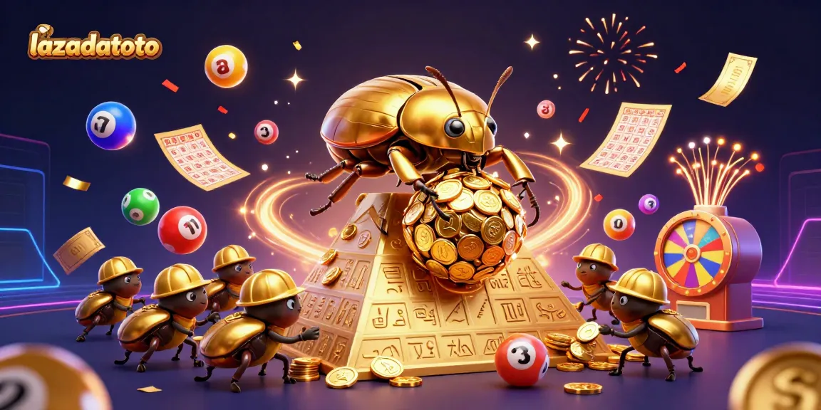 lazadatoto menghadirkan suasana lotere dengan bola warna-warni dan kupu-kupu emas dalam desain kasino yang meriah