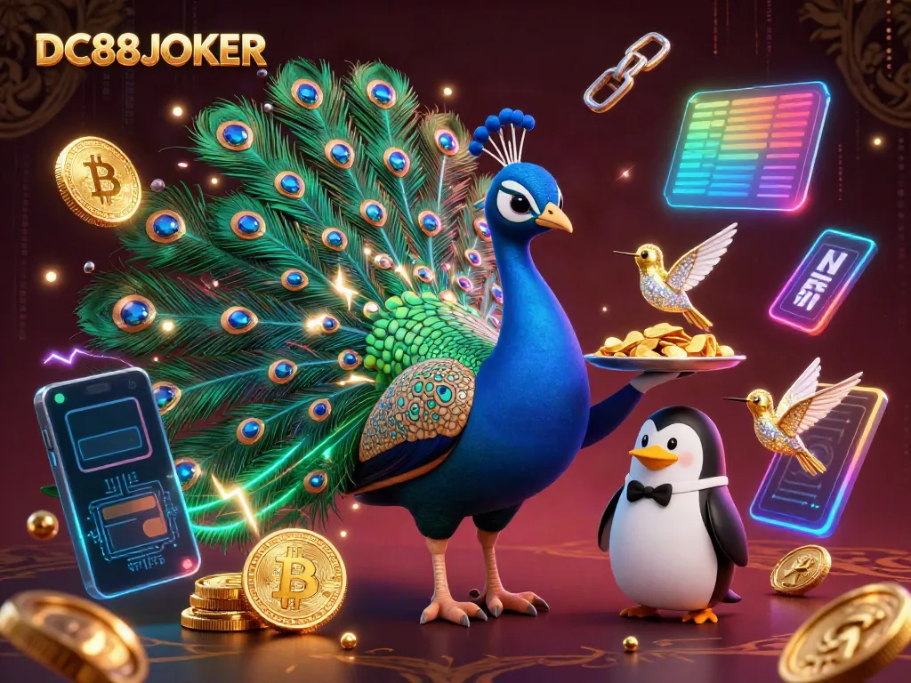 Experience excitement and winning with DC88JOKER in this vibrant casino-themed illustration.