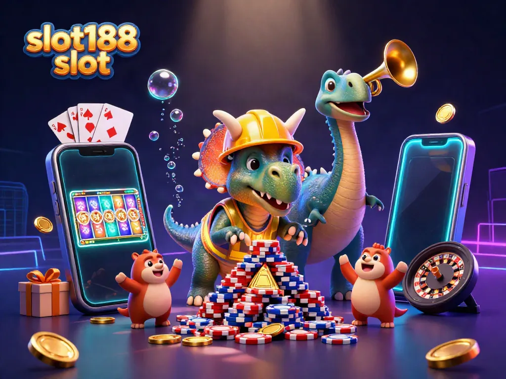 Mainkan slot188 slot dengan aman dan cepat melalui ilustrasi karakter menarik dan elemen kasino.
