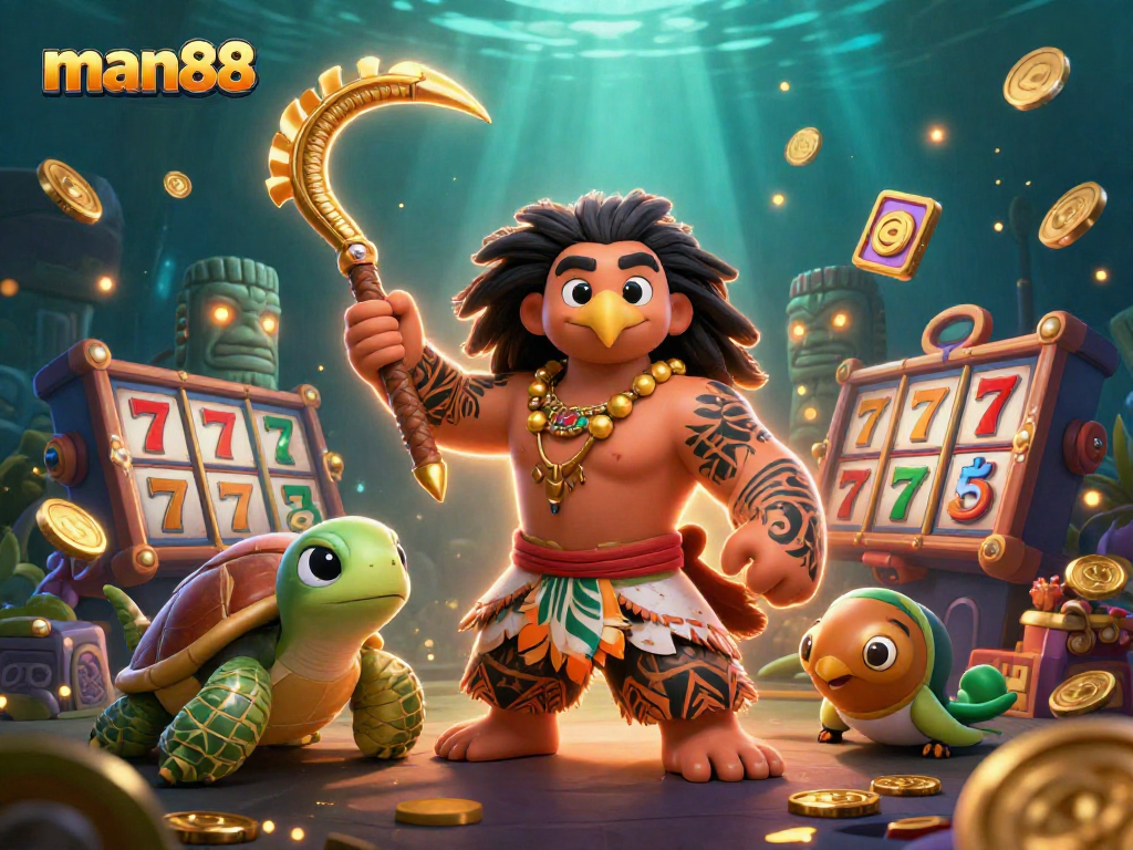 Experience the excitement of man88 with our dynamic, vibrant 3D casino illustration filled with action!
