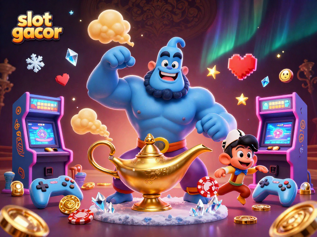 Memperkirakan slot gacor dengan ilustrasi kasino 3D penuh warna dan detail menarik.