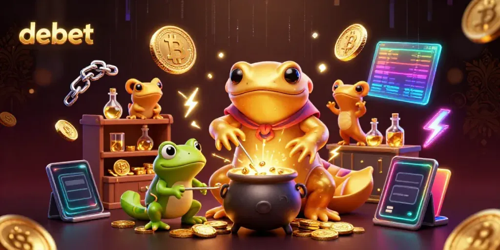 Experience debet's gambling quality in an enchanting medieval casino-themed illustration featuring magical gold transmutation.