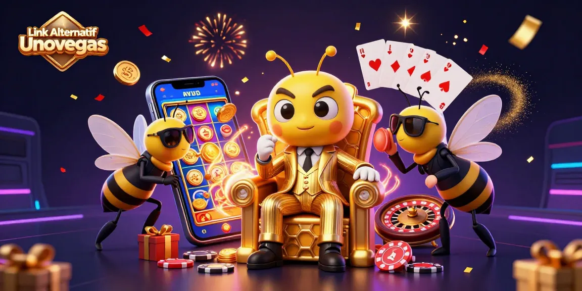Experience the excitement of Link Alternatif Unovegas with a vibrant casino scene featuring dynamic characters and thrilling game elements.