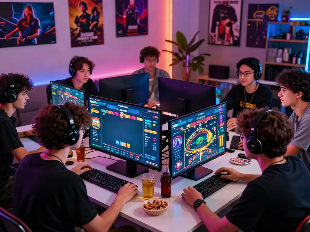 Excited players enjoying unsurtoto lottery game in a vibrant gaming setup.