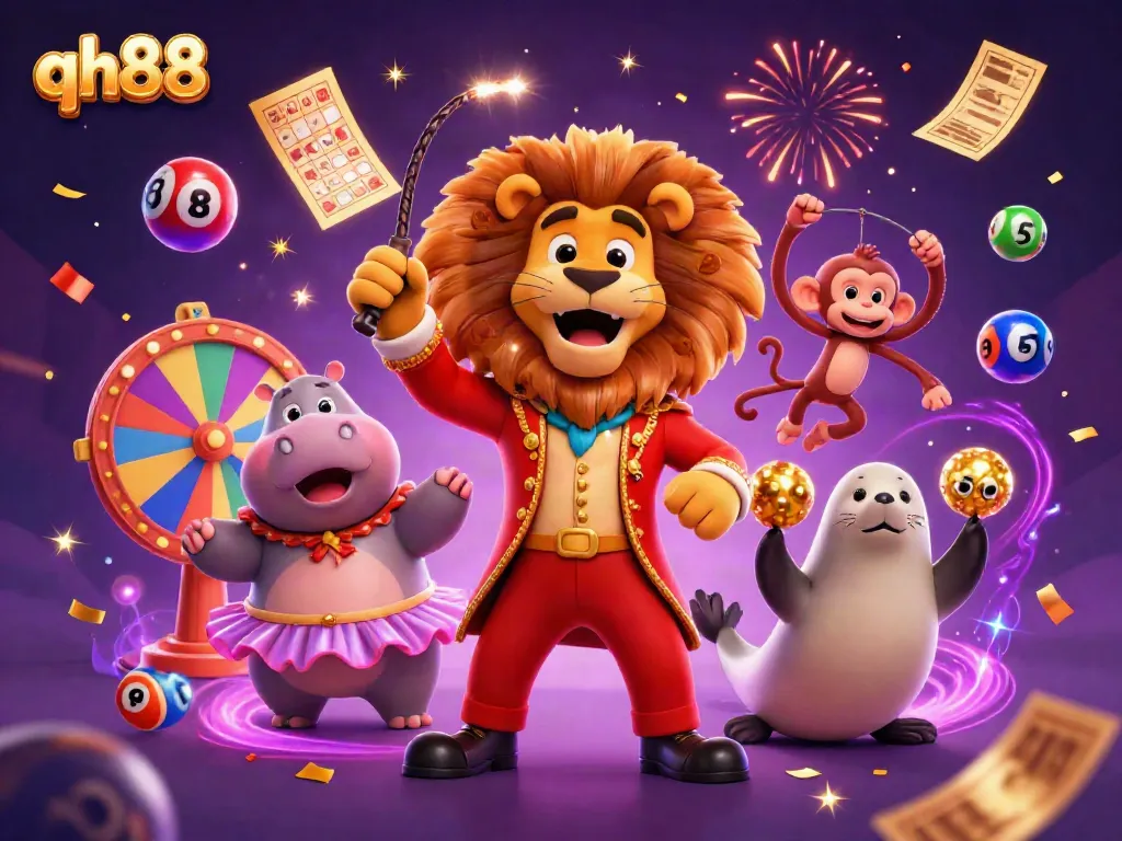 Experience the thrilling world of qh88 with vibrant casino elements and lively characters.