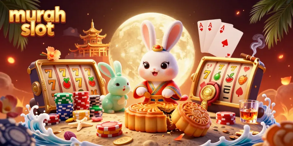 Permainan murah slot terinspirasi dengan karakter kelinci bulan dan simbol kasino yang menarik.