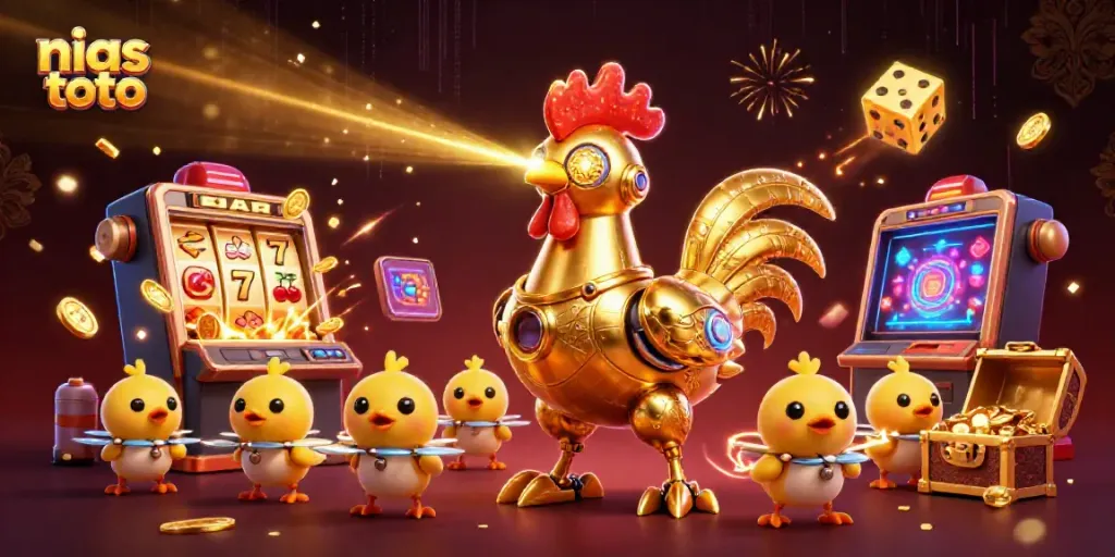 Gali prediksi judi online dengan nias toto, robot ayam emas dan mesin slot penuh koin.