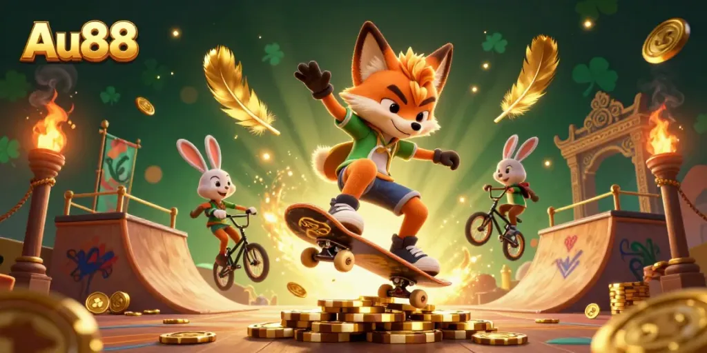 Experience thrilling wins at Au88 with our vibrant animated 3D casino illustration.