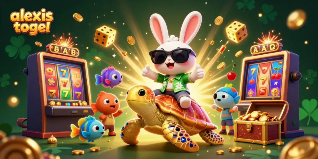 Mengakses permainan di alexis togel dengan keberuntungan berpadu di ilustrasi 3D warna-warni yang penuh detail.