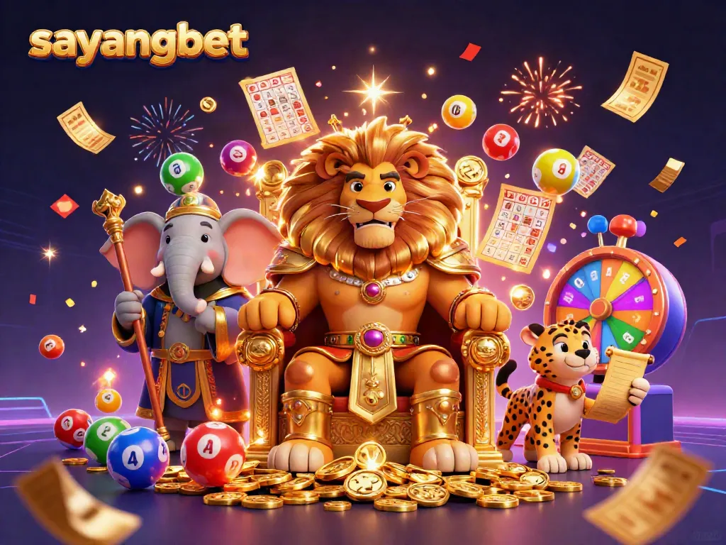 Experience thrilling casino fun with sayangbet featuring a lion king, an elephant advisor, and a cheetah messenger.