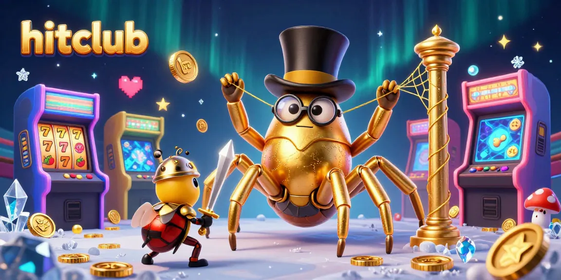 Engage in thrilling gameplay at hitclub with a golden tarantula and beetle knight in a vibrant casino scene.