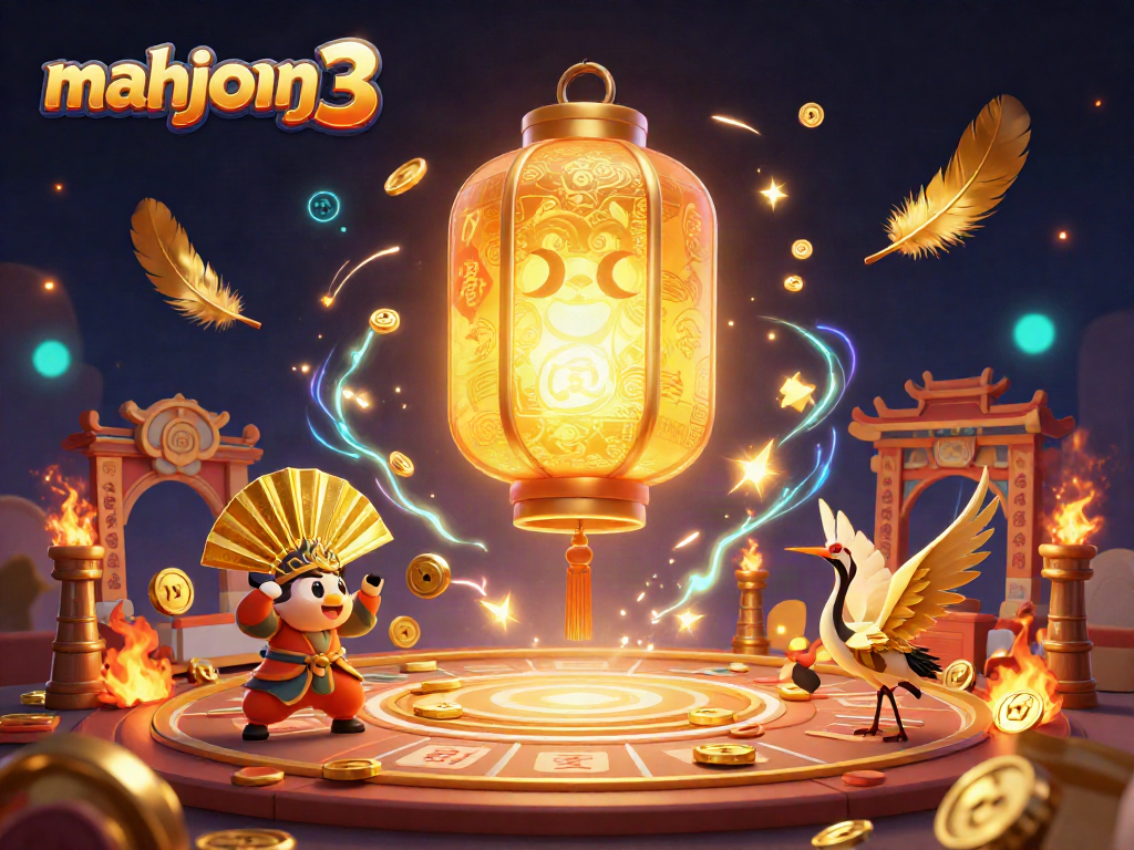 Experience the vibrant action of mahjong 3 in this dynamic casino illustration featuring bold characters and exciting game elements.