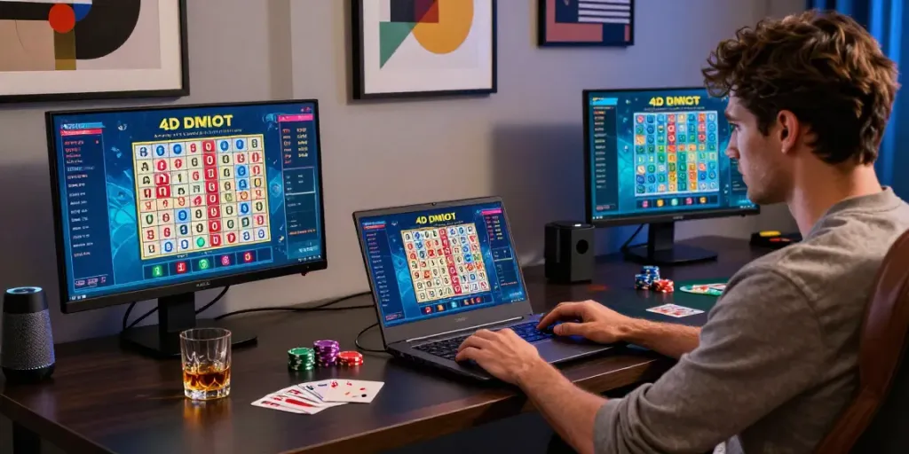 Seorang pemain Bandar Togel yang terampil dalam suasana permainan mewah dan nyaman.