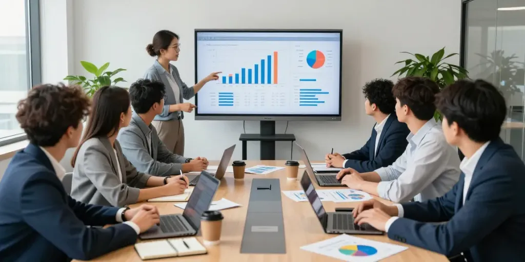 Proses kolaboratif tim di kantor saat membahas natunatoto login dan strategi bisnis lainnya.