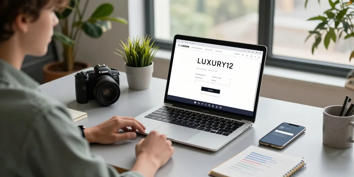 LUXURY12 Login yang nyaman di ruang kerja modern dengan laptop dan catatan analisis pasar.