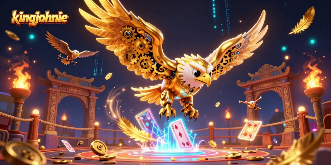 Experience thrilling gameplay with kingjohnnie at an action-packed casino featuring a magnificent golden eagle.