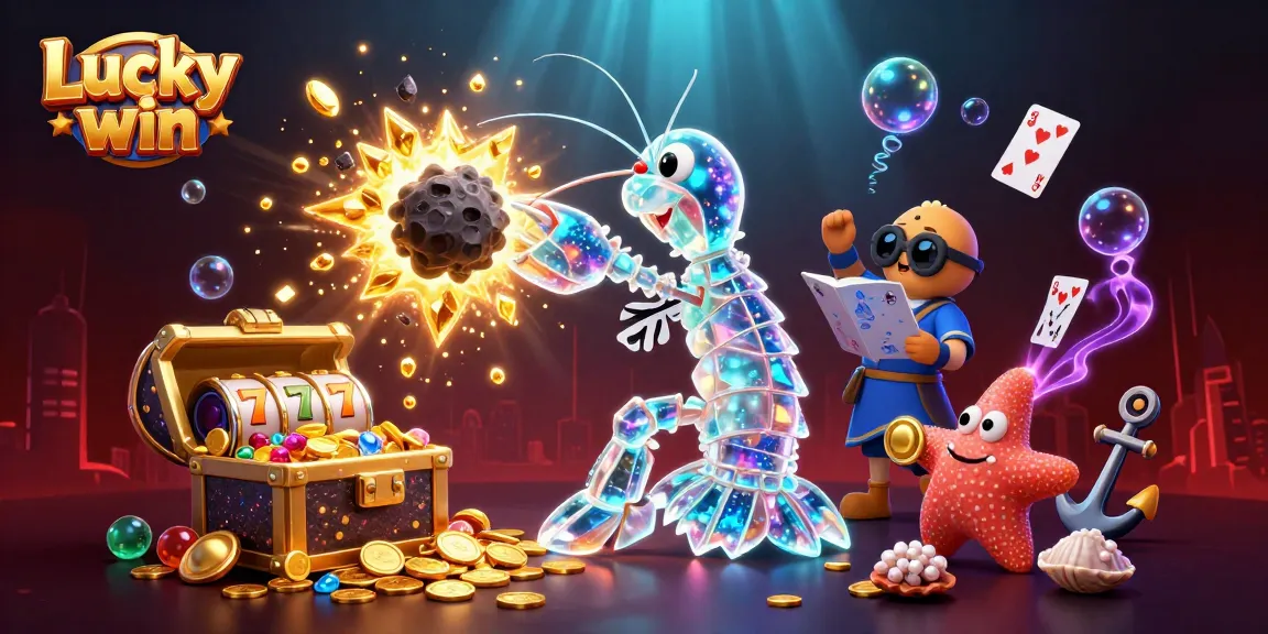 Experience the thrill of a Lucky win with animated samurai shrimp and vibrant casino elements exploding in gold.