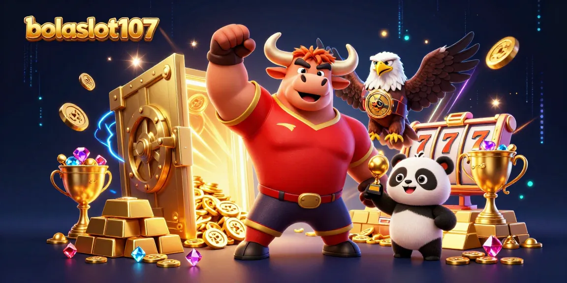 Engage in exciting slots with bolaslot107 alongside a triumphant bull and his companions.