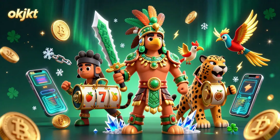Menangkan jackpot dengan okjkt, ilustrasi kasino 3D penuh warna dan detail menakjubkan